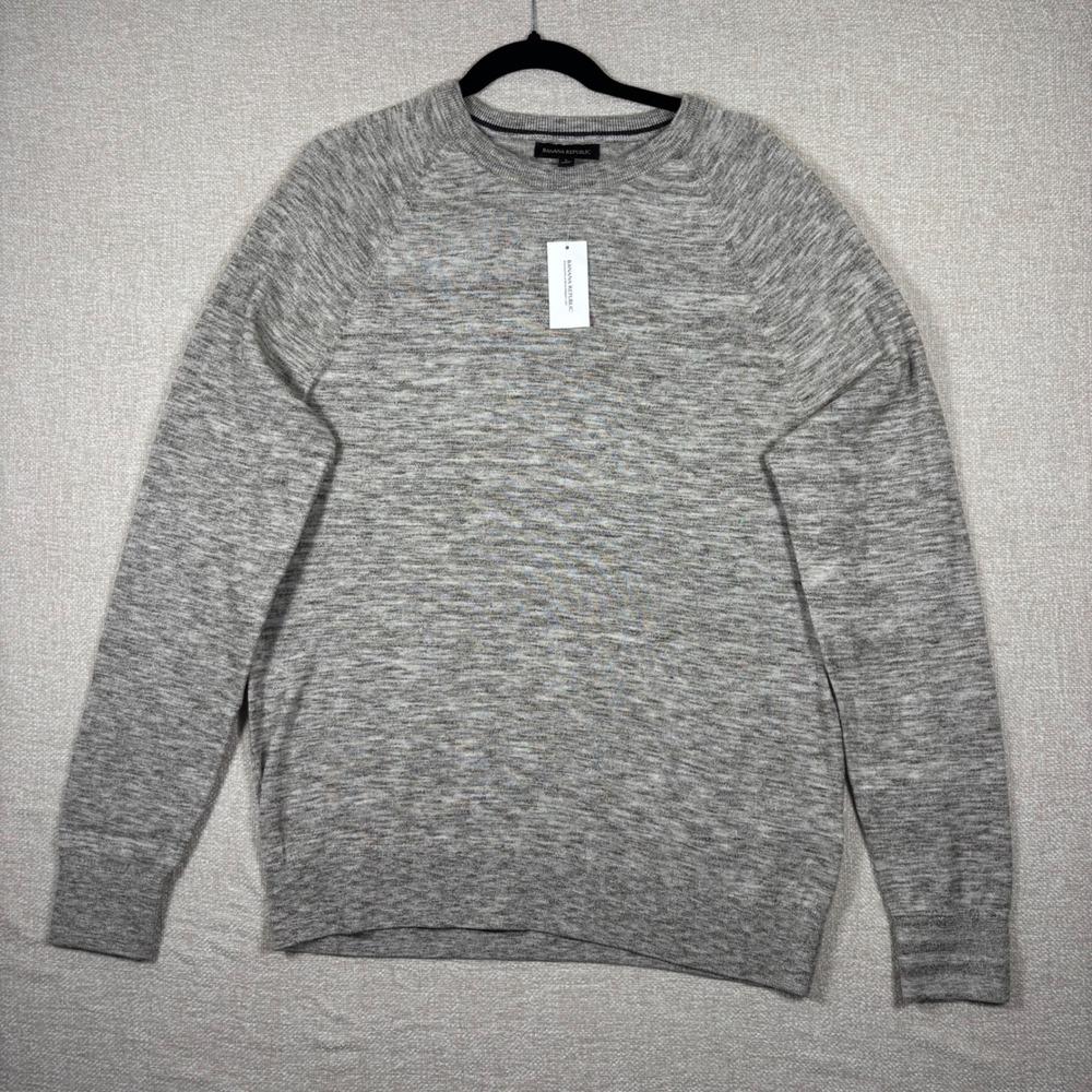 NWT Banana Republic Mens Gray Space Dye Crew Neck Sweater Large Office Casual